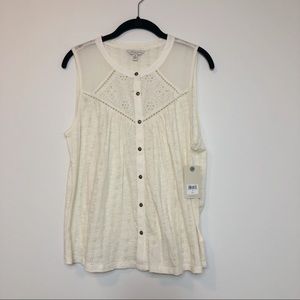 Lucky Brand sleeveless cream top size m